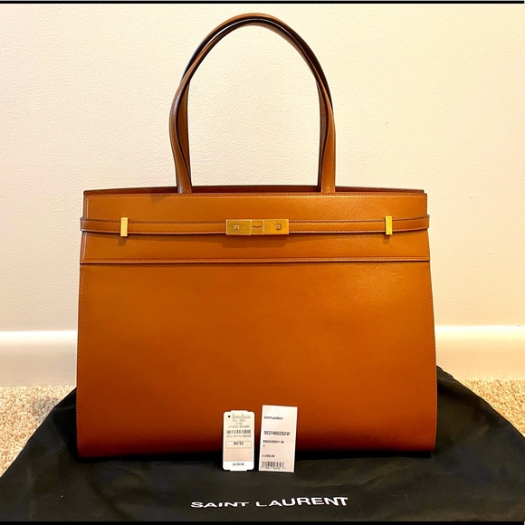 **SOLD** Saint Laurent Medium Manhattan Brick Leather Tote - Picture 1 of 12